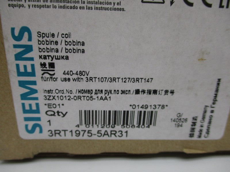 SIEMENS 3RT1975-5AR31 440-480V NSMP
