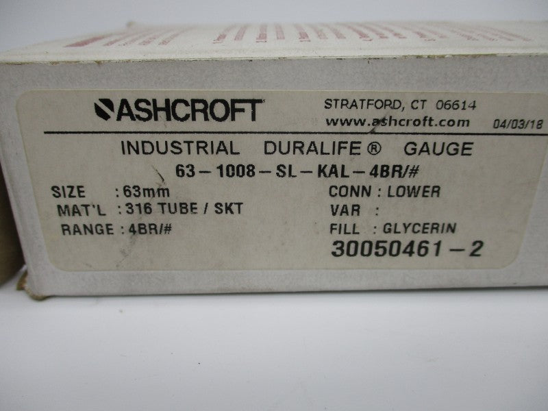 ASHCROFT 63-1008-SL-KAL-4BR 0-60PSI NSMP