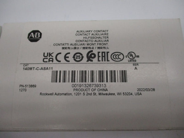ALLEN BRADLEY 140MT-C-ASA11 SER. A 600VAC 10A (WH) NSMP