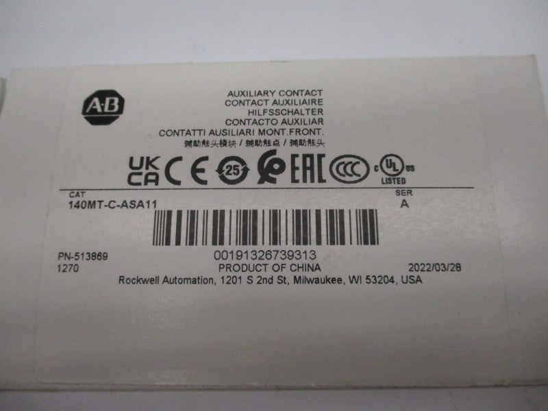 ALLEN BRADLEY 140MT-C-ASA11 SER. A 600VAC 10A (WH) NSMP