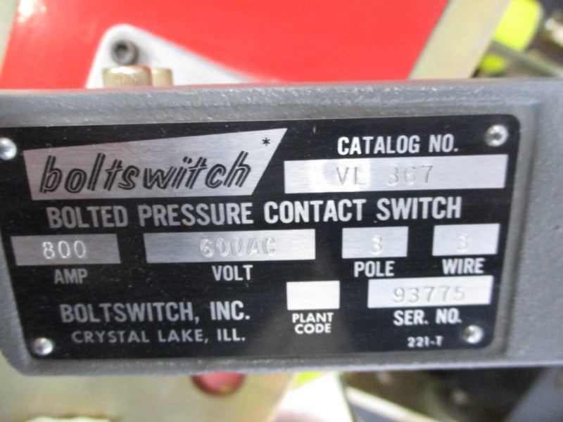 BOLTSWITCH VL367 600VAC 800A NSMP