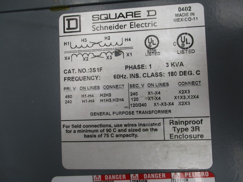 SQUARE D 3S1F 480V UNMP