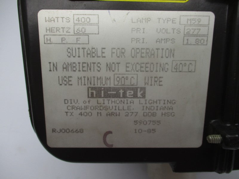 LITHONIA HI-TEK 590755 277V 1.80A NSMP