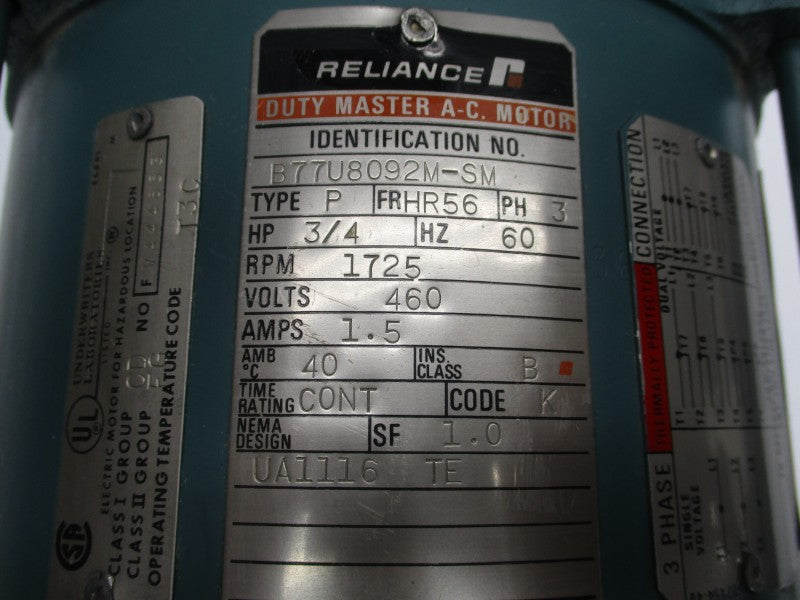RELIANCE ELECTRIC B77U8092M-SM 460V 1.5A NSNP