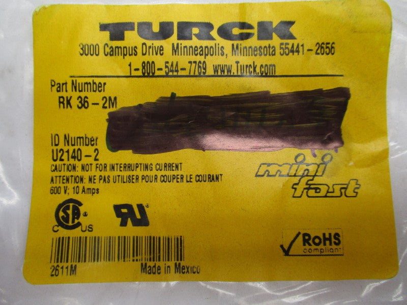 TURCK RK36-2M U2140-2 600V 10A NSMP