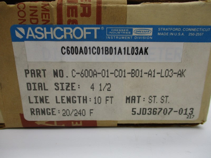 ASHCROFT C-600A-01-C01-B01-A1-L03-AK 20/240F 10' NSMP