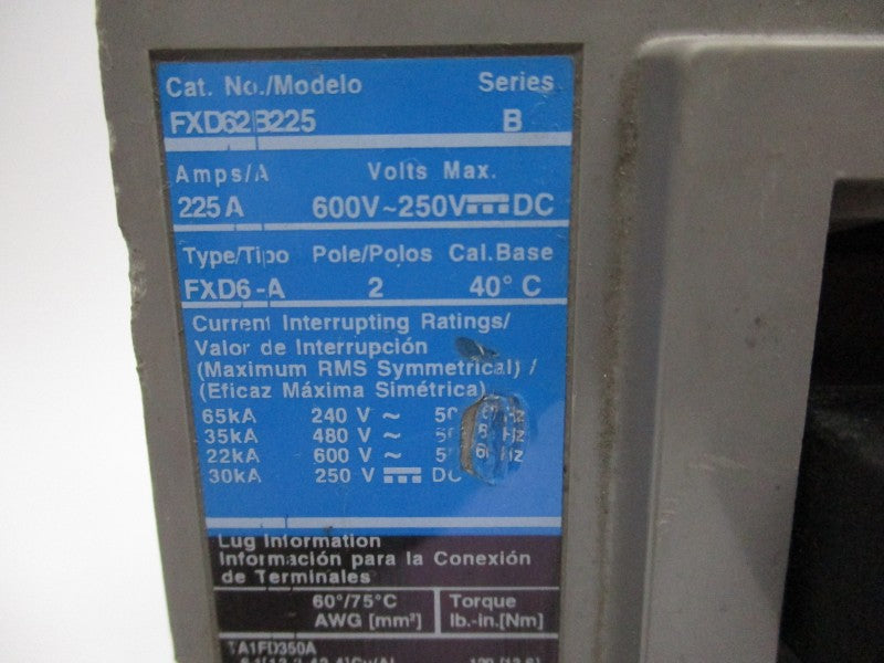SIEMENS FXD62B225 SER. B 600V 225A UNMP