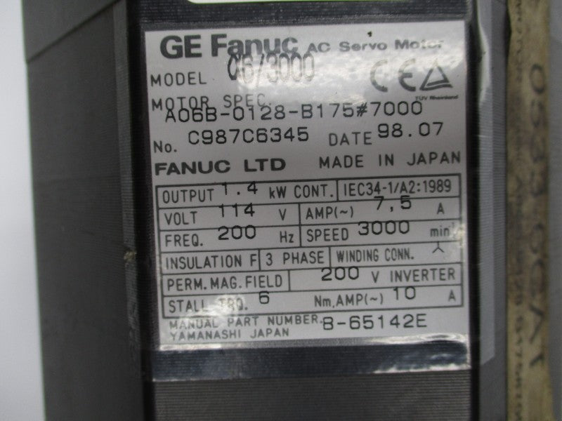 FANUC A06B-0128-B175#7000 114V 7.5A UNMP