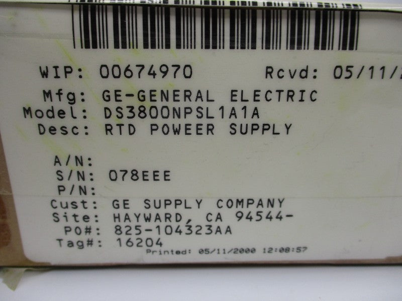 GENERAL ELECTRIC DS3800NPSL1A1A NSMP