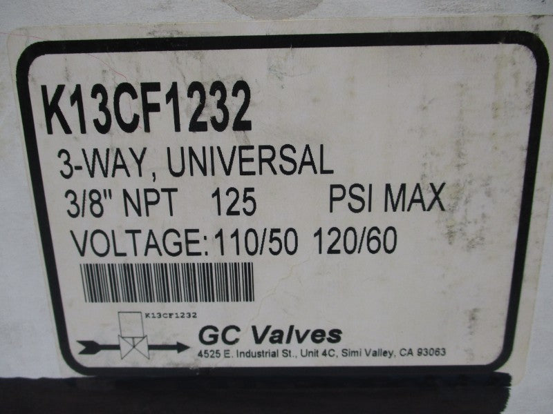 GC VALVES K13CF1232 110/120V 0.30A 125PSI 3/8" NSMP