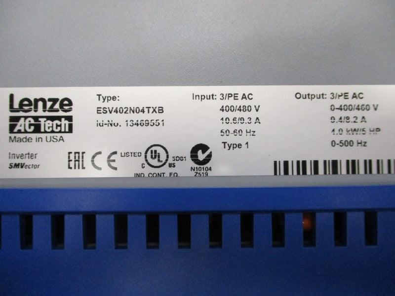 LENZE ESV402N04TXB 13469551 400/480V 10.6/0.3A NSMP