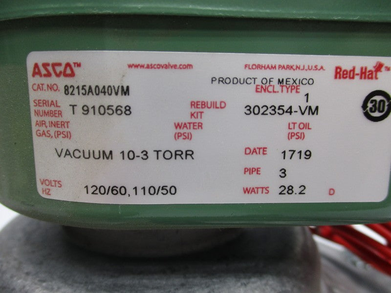 ASCO 8215A040VM 110/120V 3" NSNP