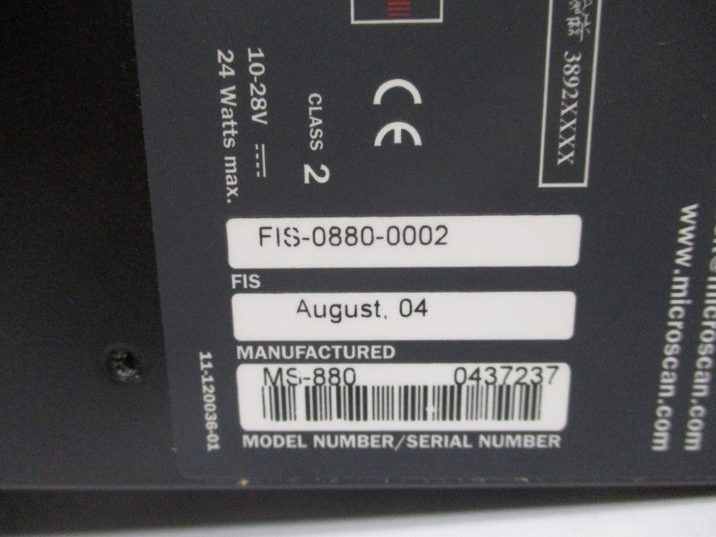 MICROSCAN FIS-0880-0002 MS-880 10-28V NSMP