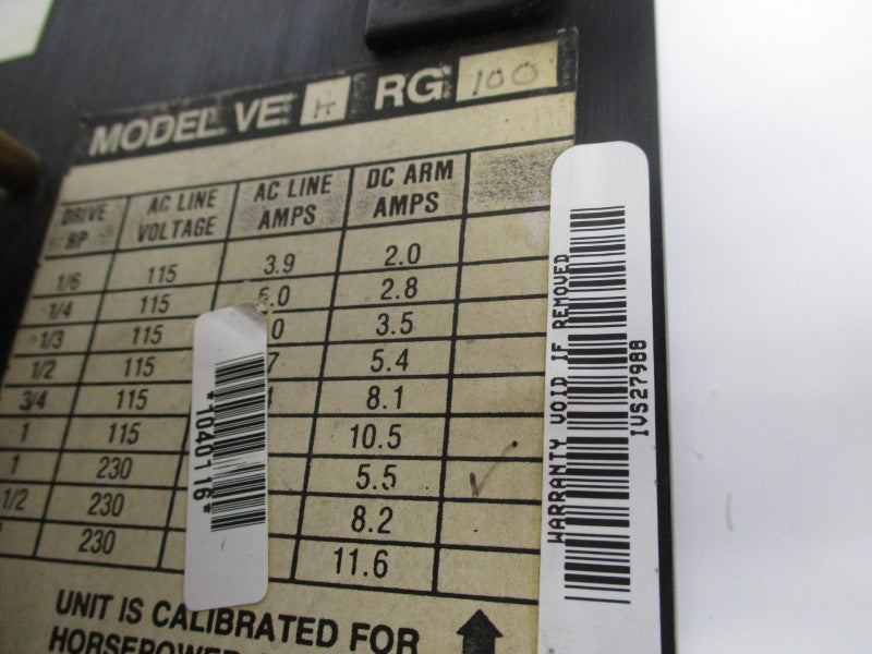 BOSTON GEAR VEHRG100 230VAC 11.6A UNMP