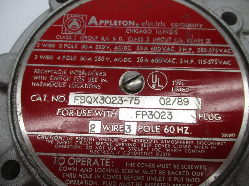 APPLETON FSQX3023-75 600VAC 30A UNMP