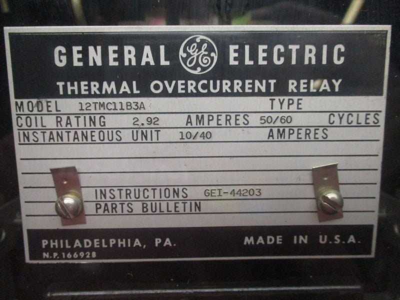 GENERAL ELECTRIC 12TMC11B3A 2.92A (AS IS) UNMP