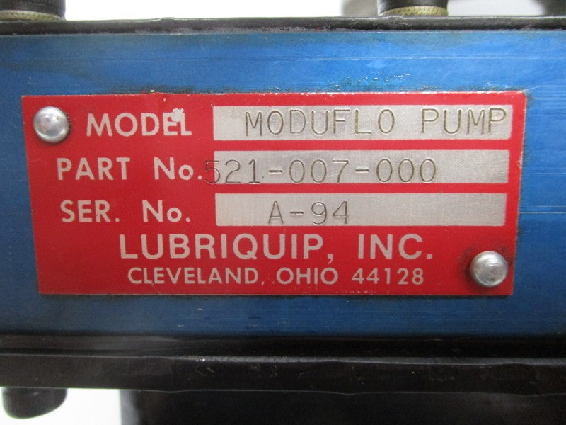 LUBRIQUIP INC. 521-007-000 MODUFLO 0-3000PSI UNMP