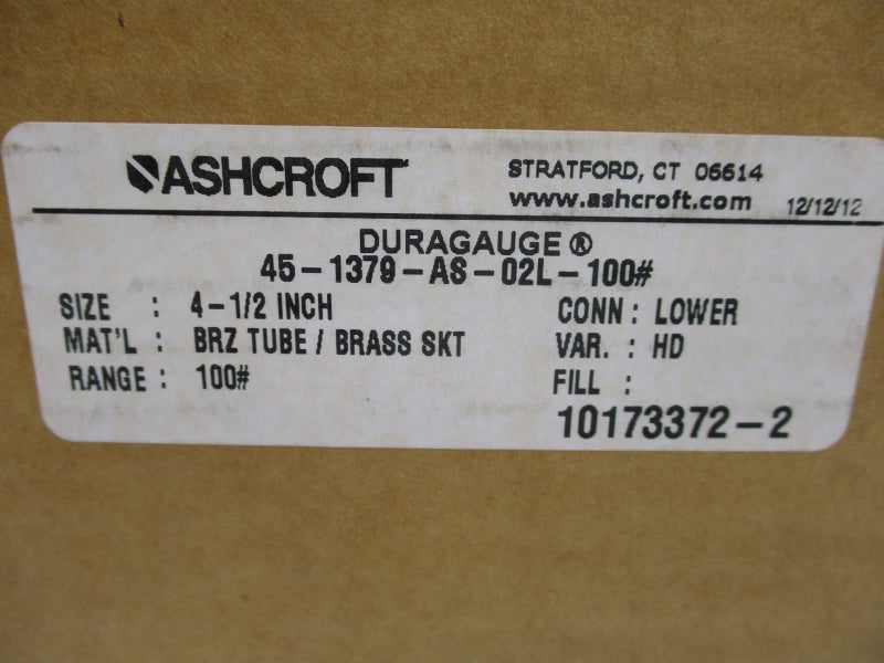 ASHCROFT 45-1379-AS-02L-100# 100PSI 4-1/2" NSMP
