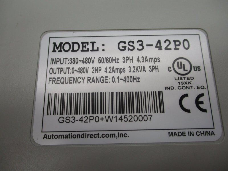 AUTOMATION DIRECT GS3-42P0 380-480V 4.3A UNMP