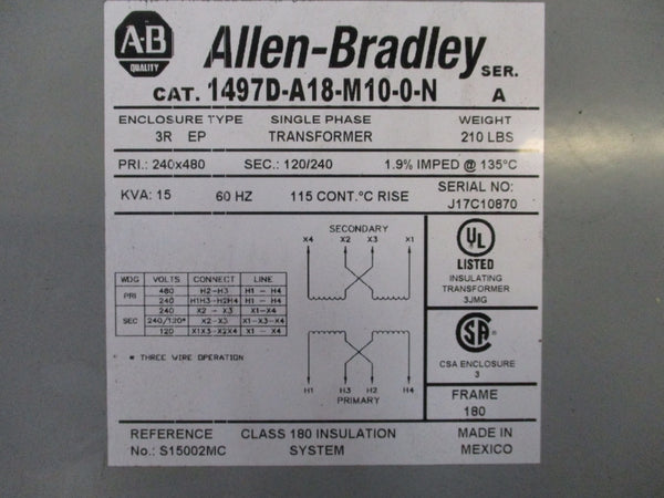 ALLEN BRADLEY 1497D-A18-M10-0-N SER. A 240/480V NSNP