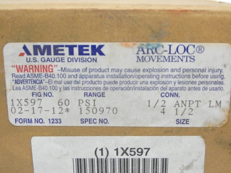 AMETEK 1X597 150970 60PSI 1/2" NSMP