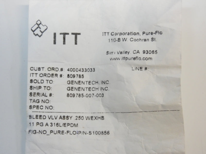 ITT S100856 809785 NSNP