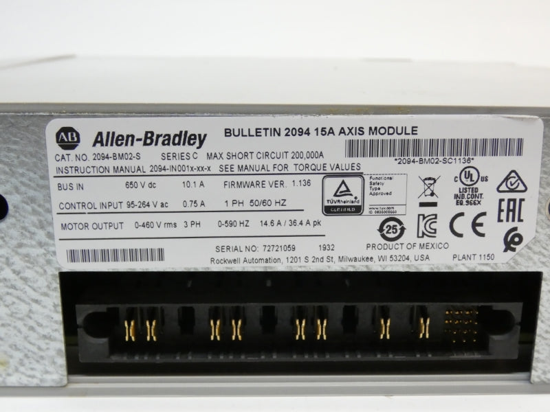 ALLEN BRADLEY 2094-BM02-S SER. C F/W 1.136 95-264VAC 14.6/36.4A NSNP