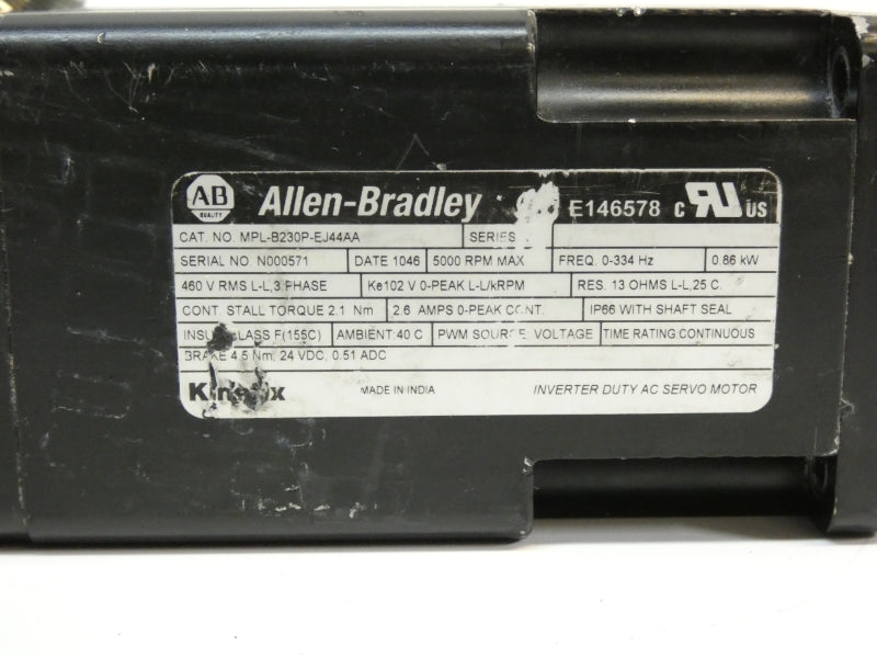 ALLEN BRADLEY MPL-B230P-EJ44AA 460V 2.6A UNMP