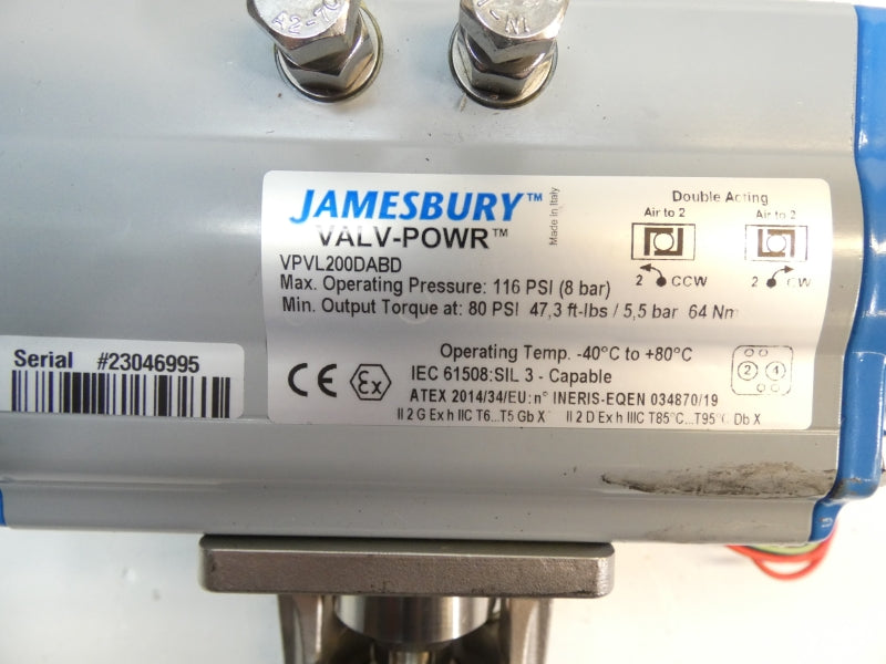 JAMESBURY VPVL200DABD 125VAC 116PSI NSNP