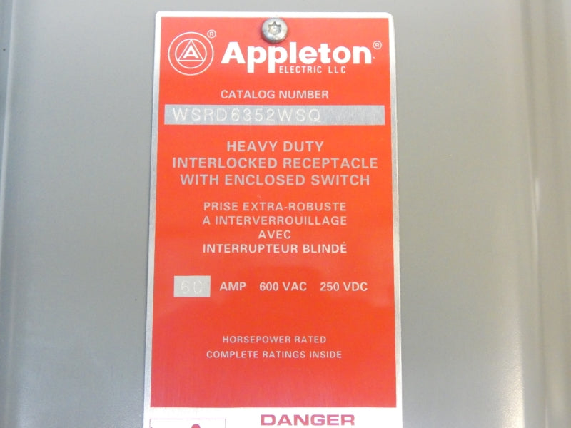 APPLETON WSRD6352WSQ 600VAC 60A NSNP