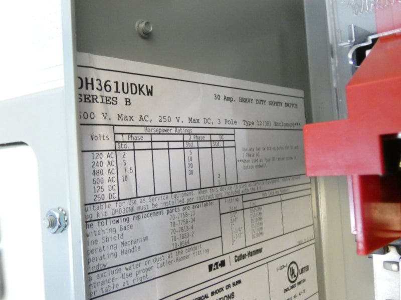EATON DH361UDKW 600VAC 30A NSNP