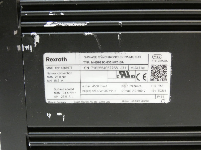 REXROTH MHD093C-035-NP0-BA R911286676 600VAC 27.8A NSNP