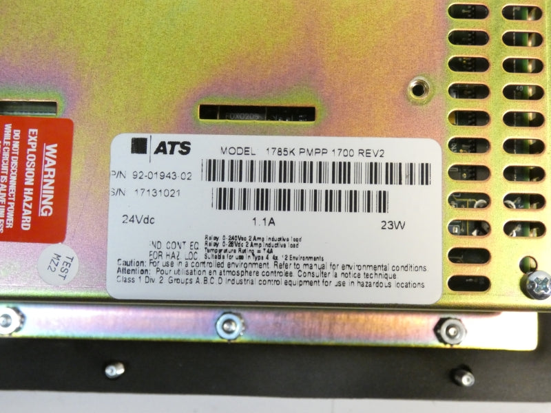 ATS 1785KPMPP1700 92-01943-02 REV. 2 24VDC 1.1A NSMP