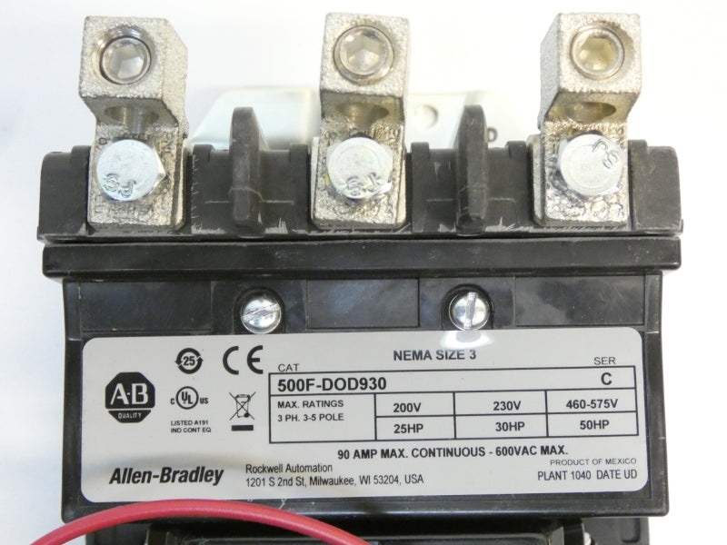 ALLEN BRADLEY 500F-DOD930 76731 SER. C 110-120V 90A (BR/WH) NSMP