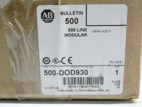 ALLEN BRADLEY 500F-DOD930 76731 SER. C 110-120V 90A (BR/WH) NSMP