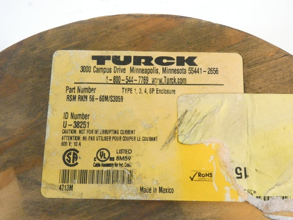 TURCK RSMRKM56-60M/S3059 U-38251 600V 10A NSMP