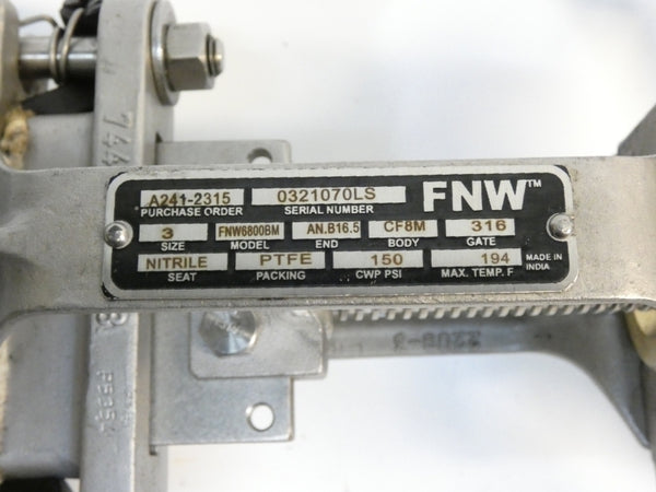 FNW VALVE FNW6800BM 150PSI 3" NSNP