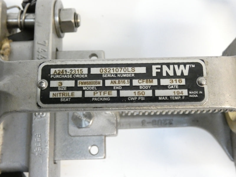 FNW VALVE FNW6800BM 150PSI 3" NSNP