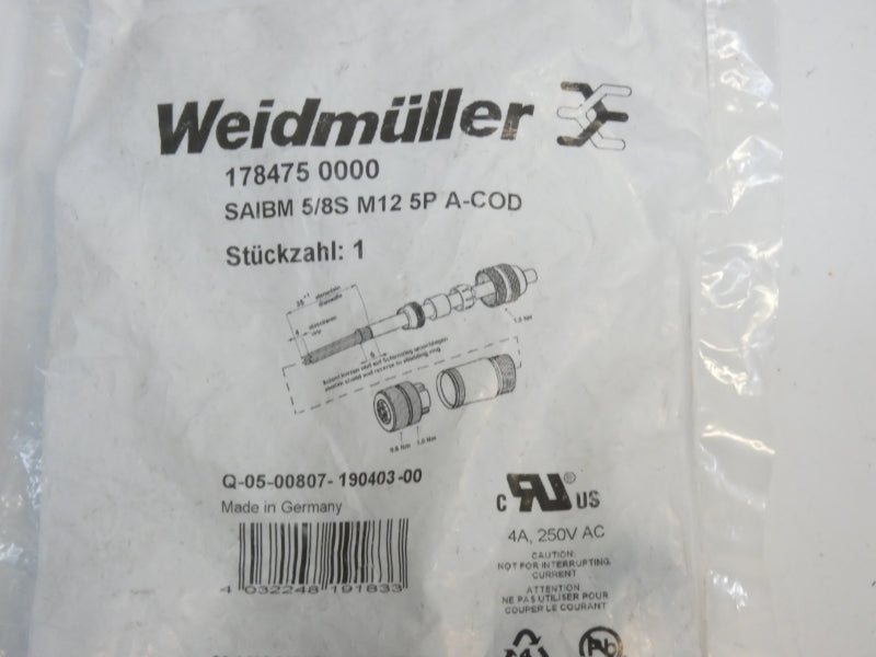 WEIDMULLER 1784750000 SAIBM5/8SM125PA-COD 250VAC 4A NSMP