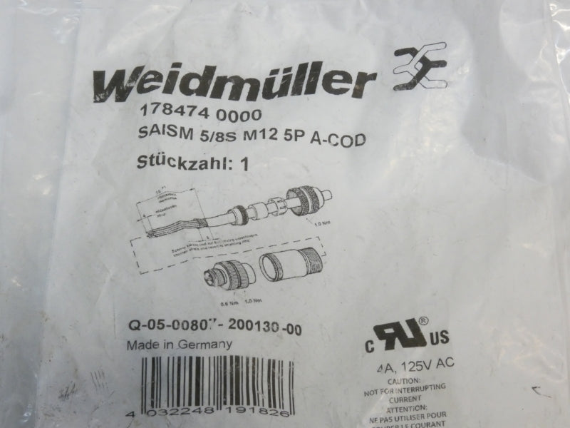 WEIDMULLER 1784740000 SAISM5/8SM125PA-COD 125VAC 4A NSMP