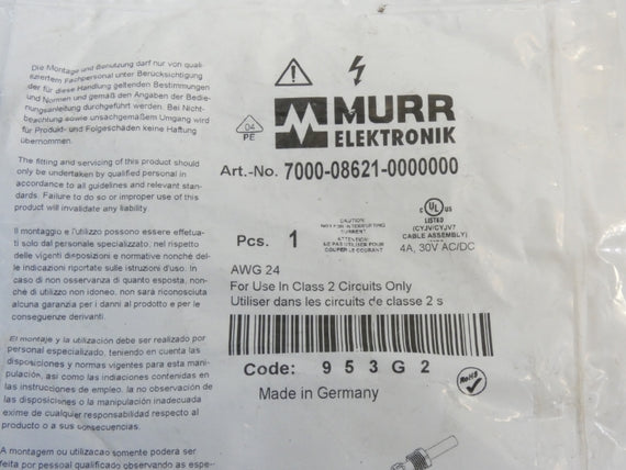 MURR ELEKTRONIK 7000-08621-0000000 953G2 30VAC/DC 4A NSMP