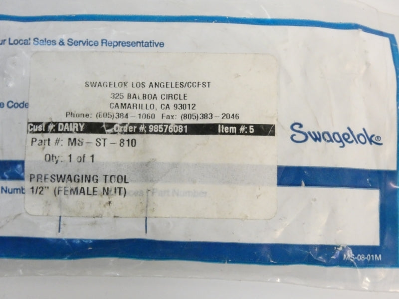 SWAGELOK MS-ST-810 1/2" NSMP