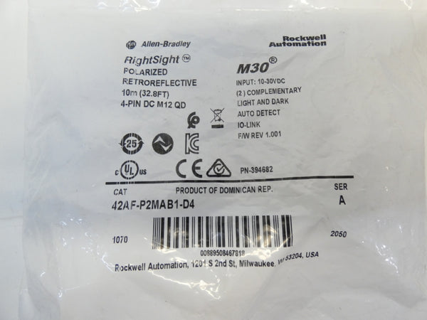 ALLEN BRADLEY 42AF-P2MAB1-D4 SER. A F/W 1.001 10-30VDC 10M NSMP