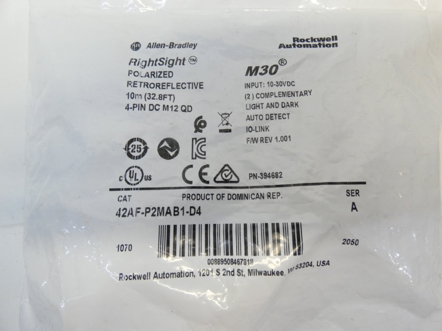 ALLEN BRADLEY 42AF-P2MAB1-D4 SER. A F/W 1.001 10-30VDC 10M NSMP