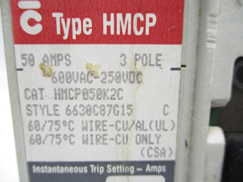 WESTINGHOUSE HMCP050K2C 600VAC 50A (NO LUGS) UNMP