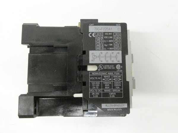 ALLEN BRADLEY 700-F220A1 SER. C 110-120V 60A (GY/BL) NSMP