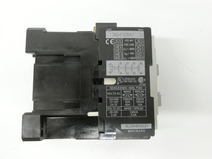 ALLEN BRADLEY 700-F220A1 SER. C 110-120V 60A (GY/BL) NSMP