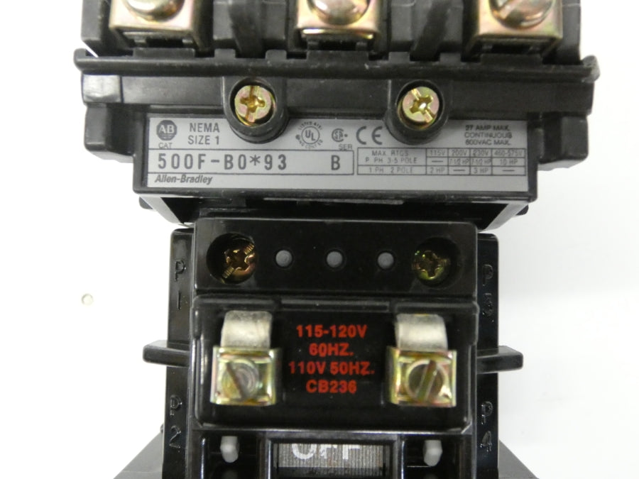 ALLEN BRADLEY 500F-BOD93 SER. B 110/115-120V 27A (BR/WH) NSMP