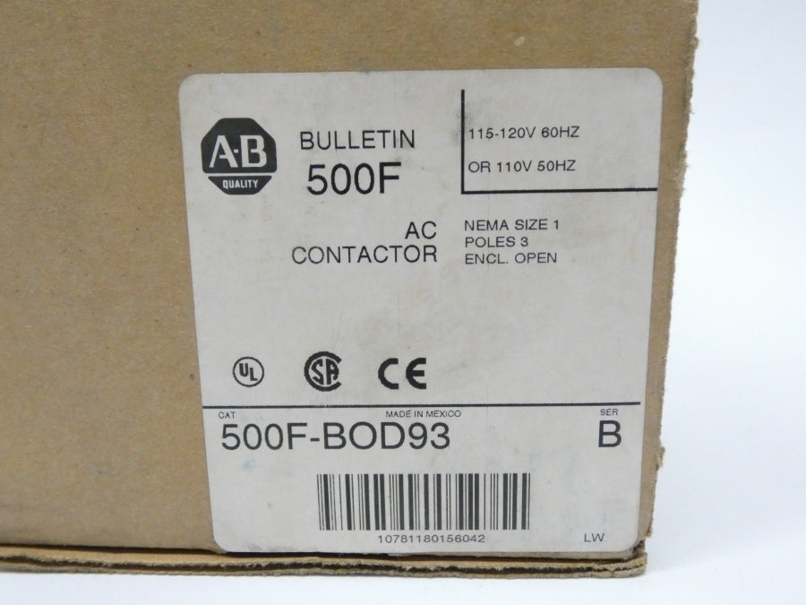 ALLEN BRADLEY 500F-BOD93 SER. B 110/115-120V 27A (BR/WH) NSMP