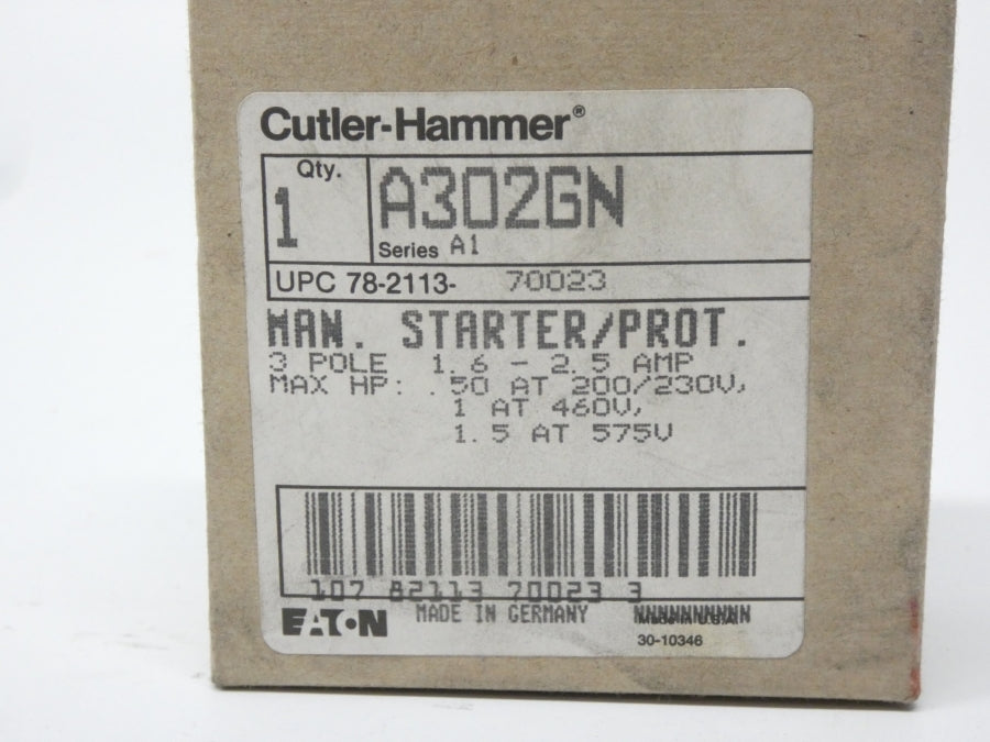 CUTLER HAMMER A302GN 575V 1.6-2.5A NSMP
